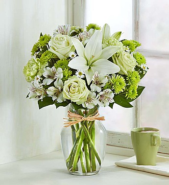 Green and White Vase